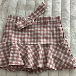 Checkered Skort with Belt
